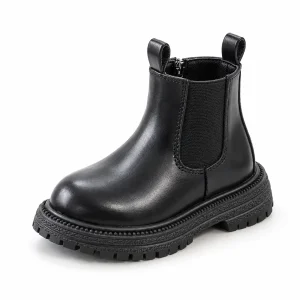 Bottines Chelsea pour enfant noires avec zip et semelle épaisse