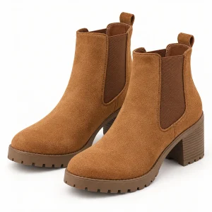 Bottines Chelsea femme camel avec semelle crantée élégantes