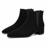 Bottines Chelsea femme noires à bout pointu en cuir élégant