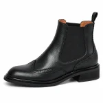 Bottines Chelsea femme noires fourrées avec bout cousu élégantes