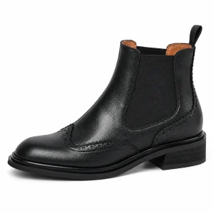 Bottines Chelsea femme noires fourrées avec bout cousu élégantes