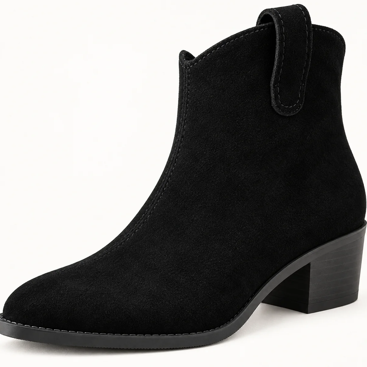 Mode femme bottines Chelsea noires veloutées à talon faible chic