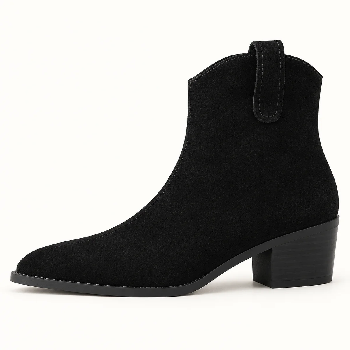 Bottines Chelsea plates noires pour femme en velours doux