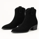 Bottines Chelsea femme noires veloutées avec talon bas élégantes