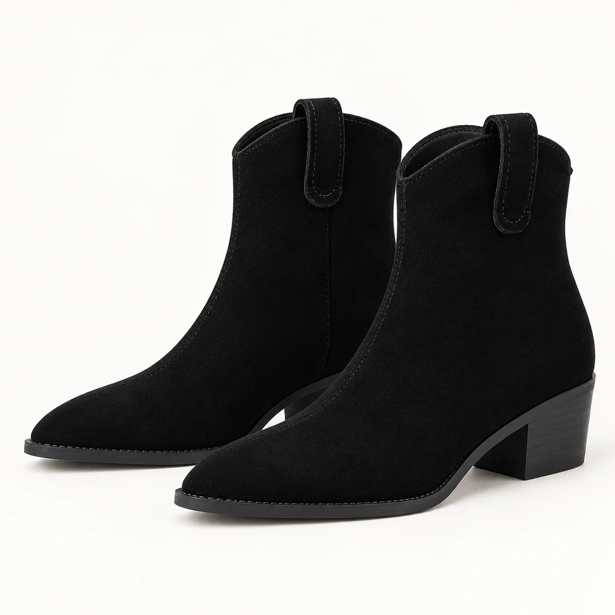 Bottines Chelsea femme noires veloutées avec talon bas élégantes