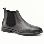 Bottines Chelsea homme grises avec finition patinée élégantes en cuir