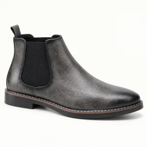Bottines Chelsea homme grises avec finition patinée élégantes en cuir
