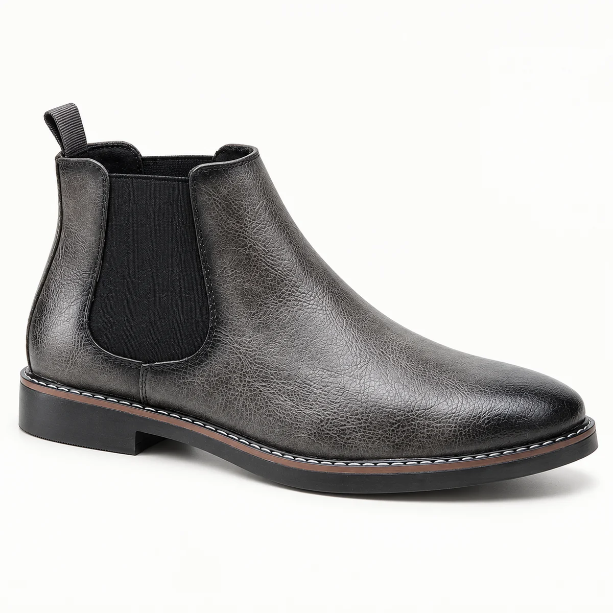 Bottines Chelsea homme grises avec finition patinée élégantes en cuir