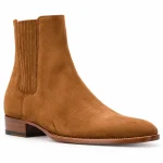 bottines chelsea homme marron a finition veloutee et elastiques ton sur ton vue principale