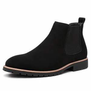 Bottines Chelsea homme noires avec bordure camel élégantes
