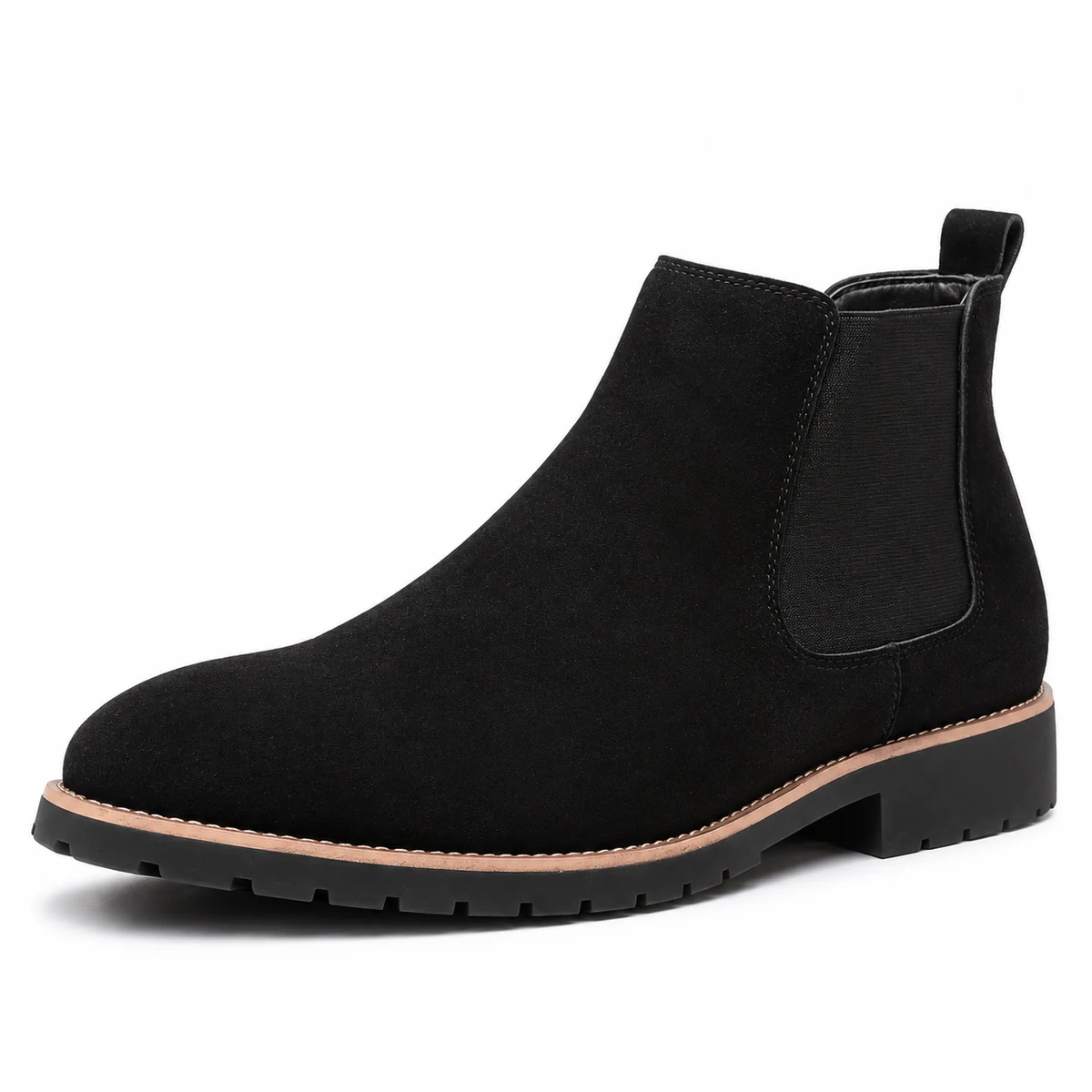 Bottines Chelsea homme noires avec bordure camel élégantes
