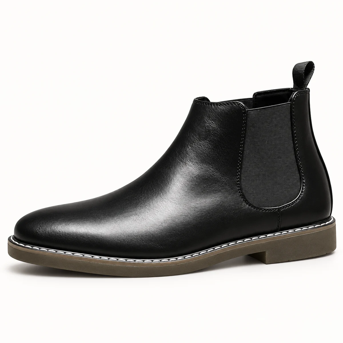Chaussures Chelsea homme noires avec bordure cousue pour un style classique