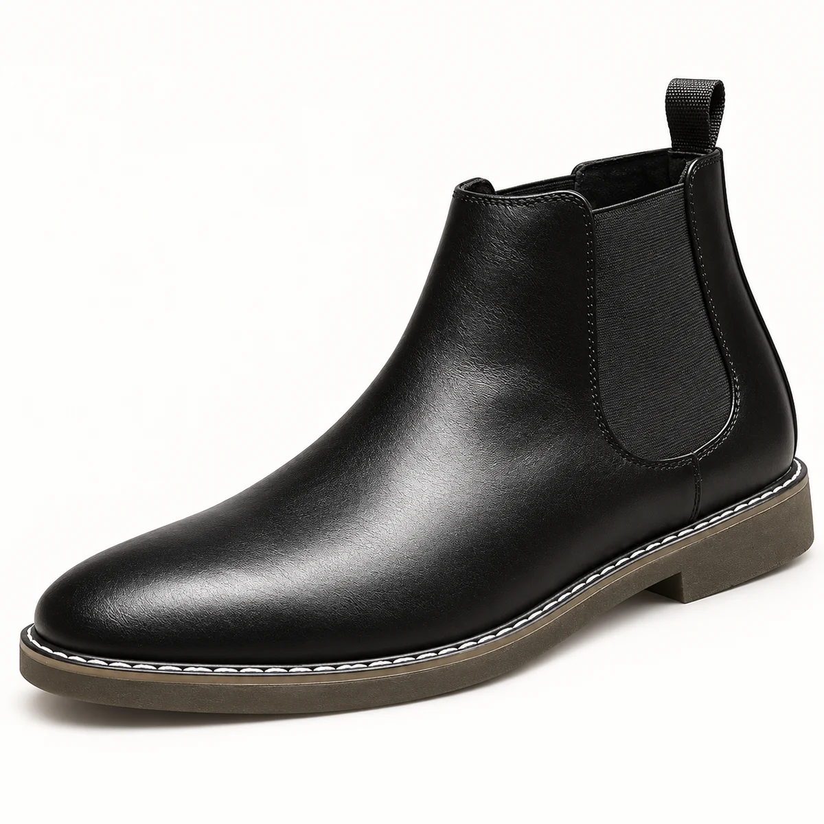 Bottines Chelsea homme noires à bordure cousue en cuir élégant