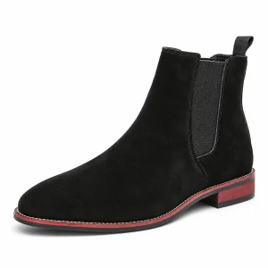 Bottines Chelsea homme noires avec bordure rouge élégantes et modernes