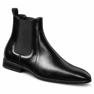 Bottines Chelsea homme noires avec bout effilé en cuir élégant