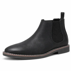 Bottines Chelsea noires pour homme avec coutures claires élégantes