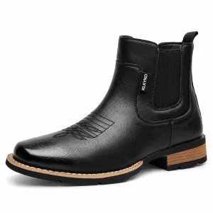 Bottines Chelsea homme noires avec coutures transversales élégantes