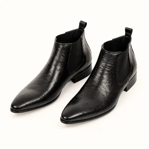 Bottines Chelsea homme noires avec effet texturé élégantes