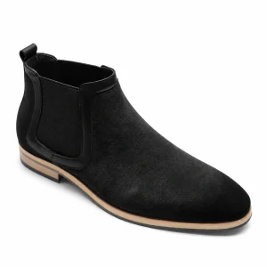 Bottines Chelsea homme noires à finition veloutée en cuir élégant