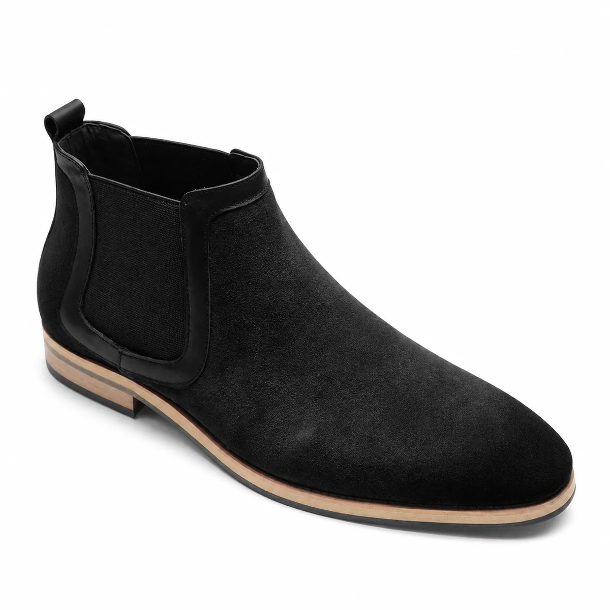 Bottines Chelsea homme noires à finition veloutée en cuir élégant