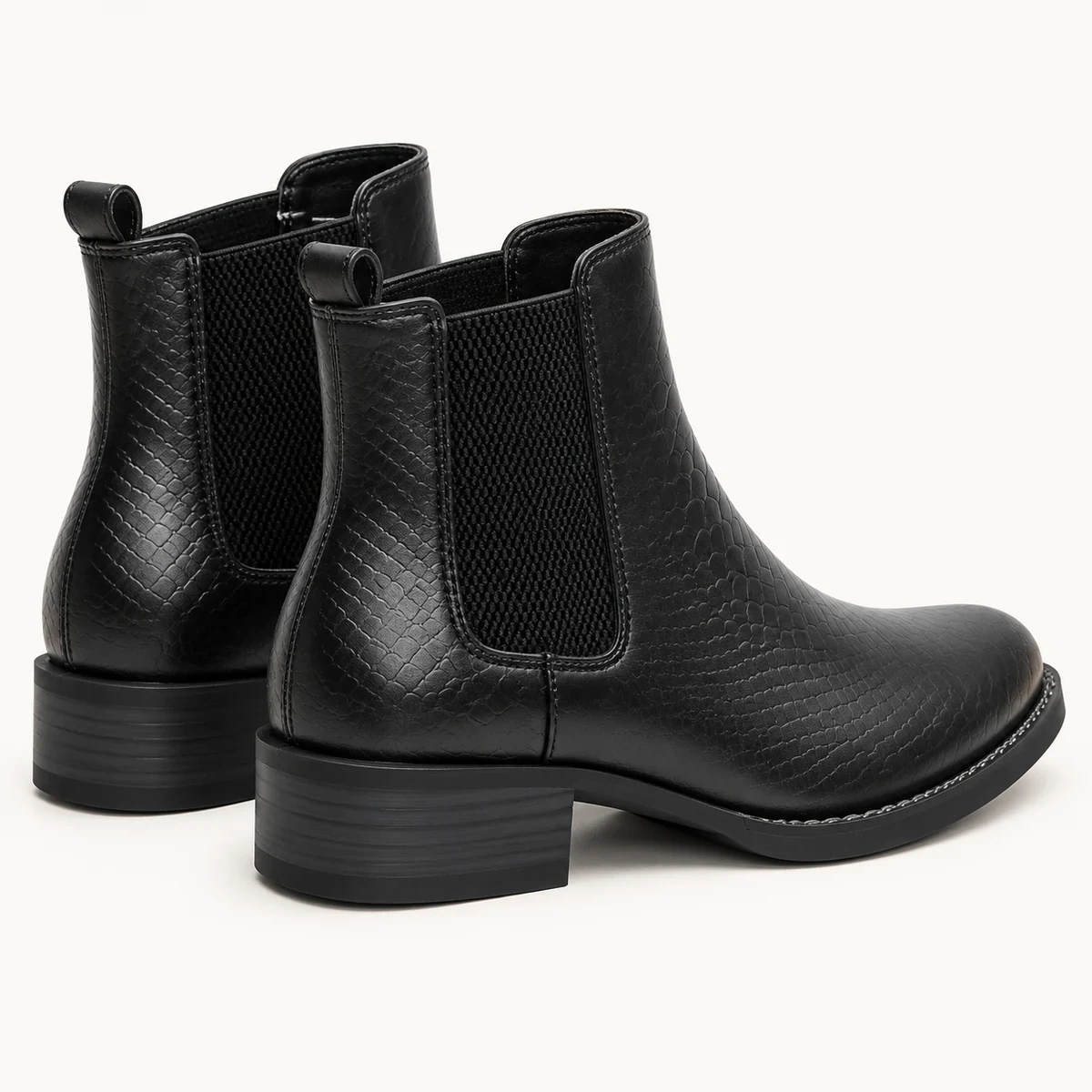 Chaussures Chelsea homme noires avec motif serpent, style urbain
