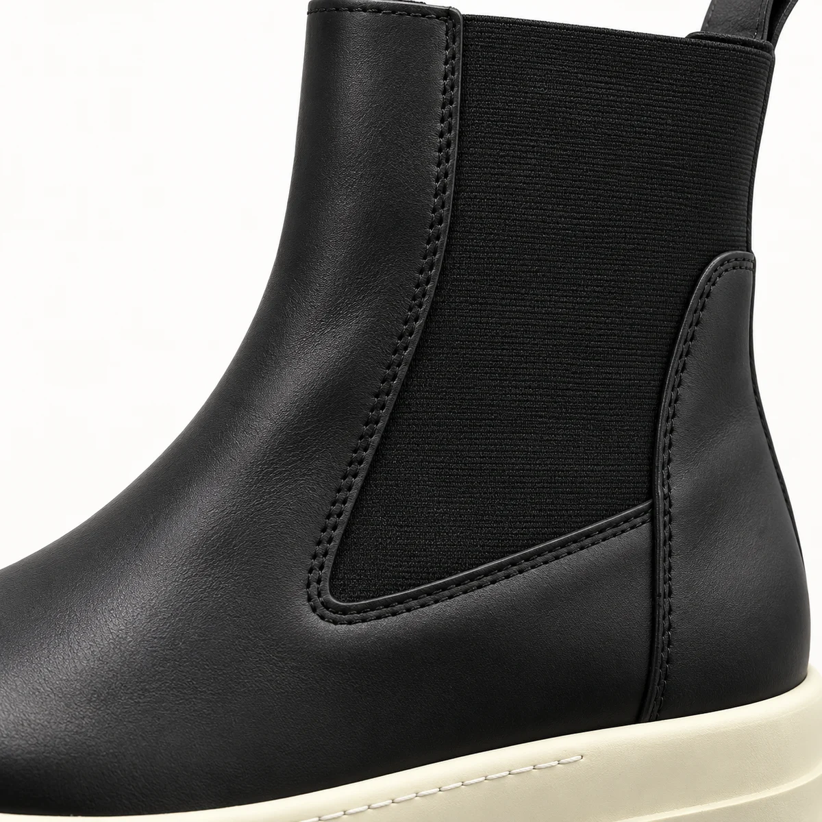 Chaussures Chelsea pour homme noirs avec plateforme claire, parfaites pour l'hiver