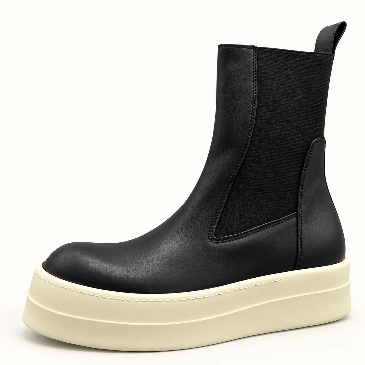 Bottines Chelsea homme noires élégantes avec semelle claire et confort optimal