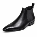 Bottines Chelsea homme noires en relief fin avec bout pointu