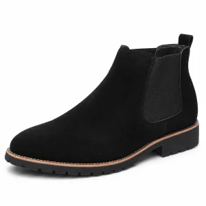 Bottines Chelsea homme noires à semelle crantée et bordée pour un style urbain