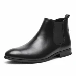 Bottines Chelsea homme noires avec zip et bout pointu en cuir élégantes