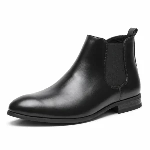 Bottines Chelsea homme noires avec zip et bout pointu en cuir élégantes