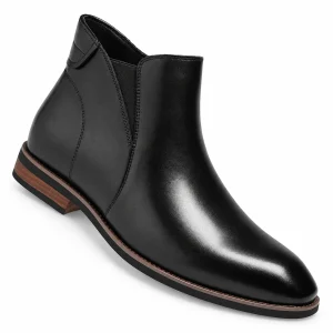 Bottines Chelsea hommes noires avec zip et finition lisse pour un style élégant