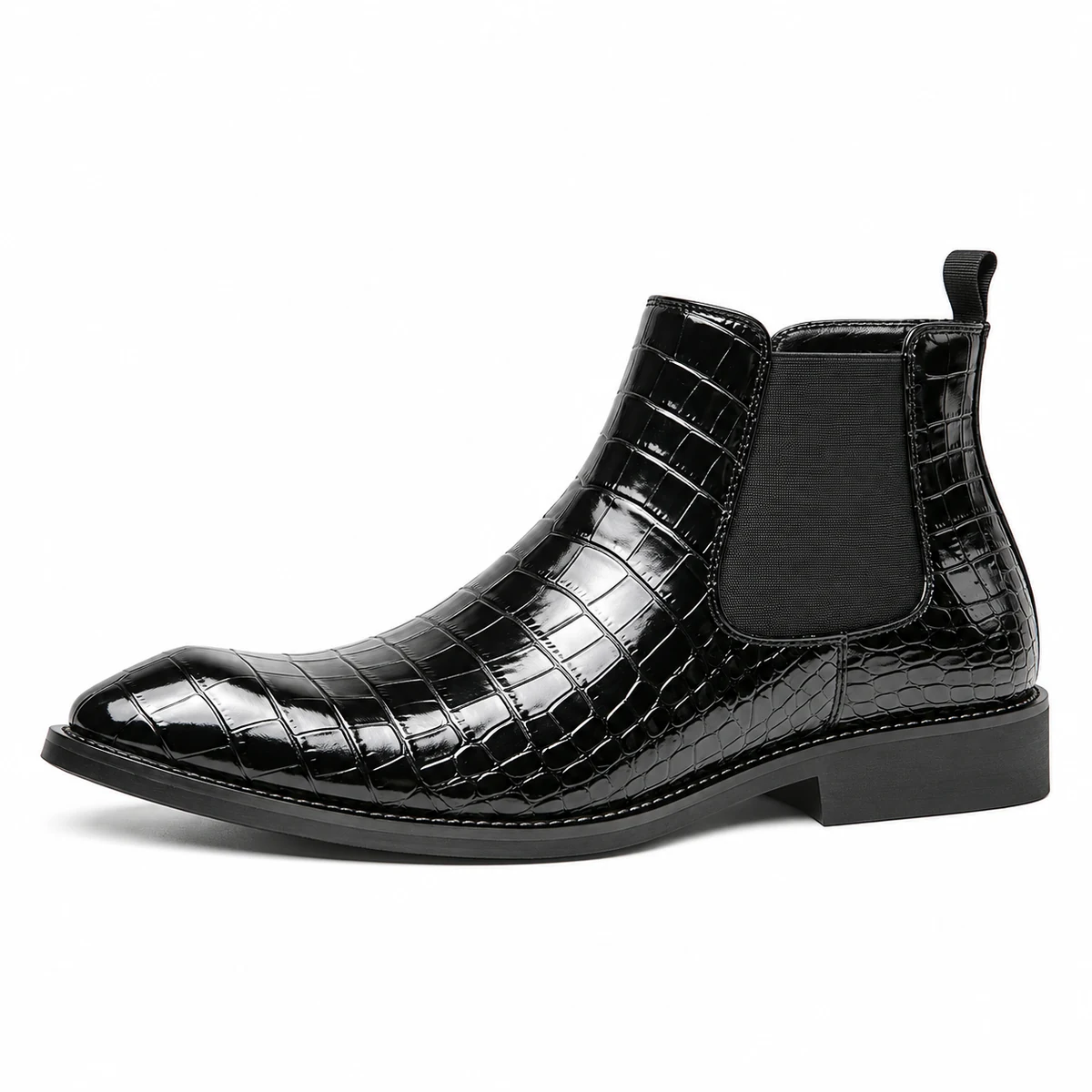 Bottines Chelsea homme noires avec finition crocodile pour modernité