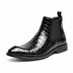 Bottines Chelsea homme noires en effet crocodile pour un style chic