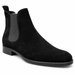 Bottines Chelsea homme noires en suédine avec bordure surpiquée élégantes