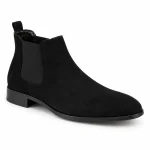 Bottines Chelsea homme noires en suédine avec bout arrondi