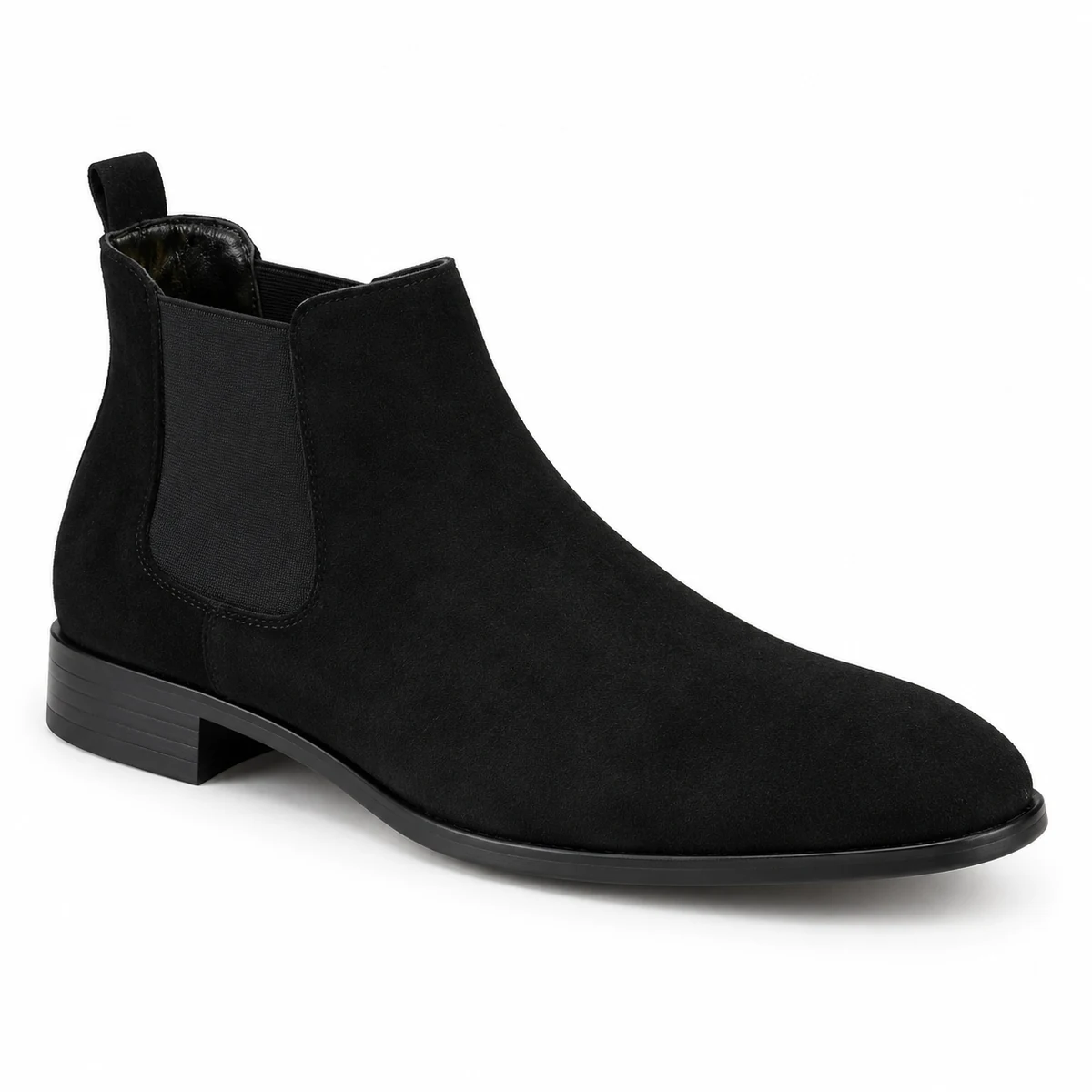 Bottines Chelsea homme noires en suédine avec bout arrondi