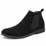 Bottines Chelsea homme noires en suédine avec semelle fine