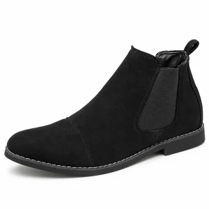 Bottines Chelsea homme noires en suédine avec semelle fine