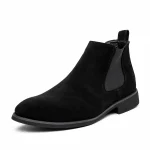 bottines chelsea homme noires en suedine a semelle unie vue principale