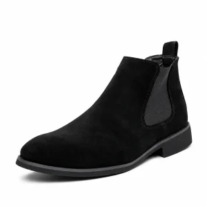 bottines chelsea homme noires en suedine a semelle unie vue principale