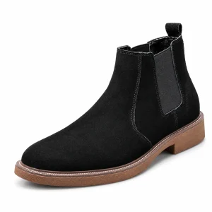 Bottines Chelsea homme noires fourrées avec semelle claire en cuir de qualité
