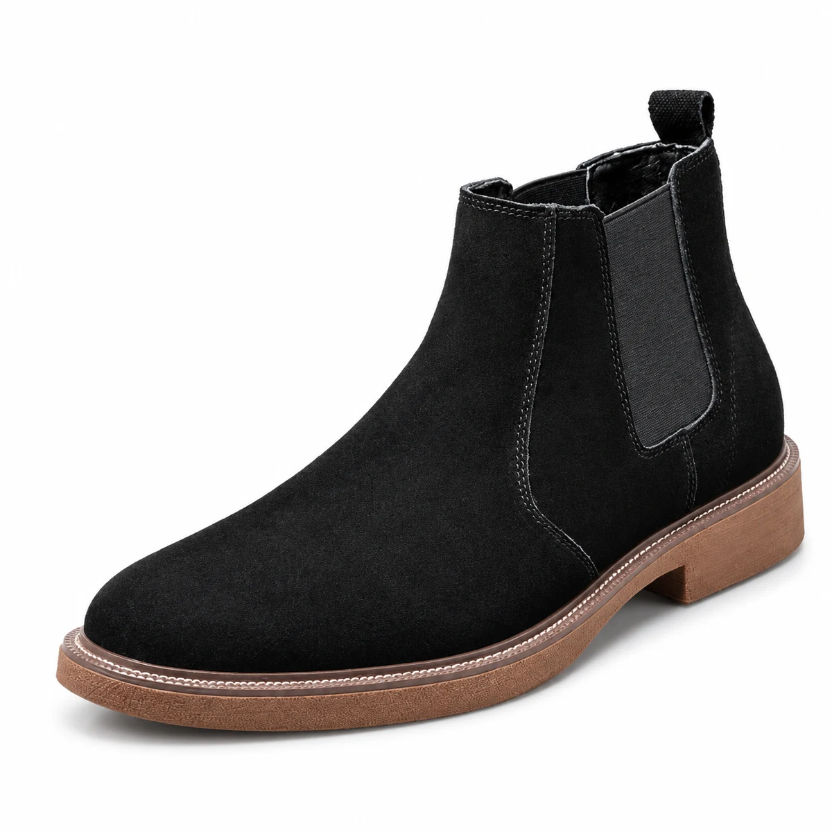 Bottines Chelsea homme noires fourrées avec semelle claire en cuir de qualité