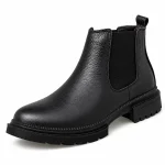 Bottines Chelsea homme noires fourrées avec talon bas pour hiver