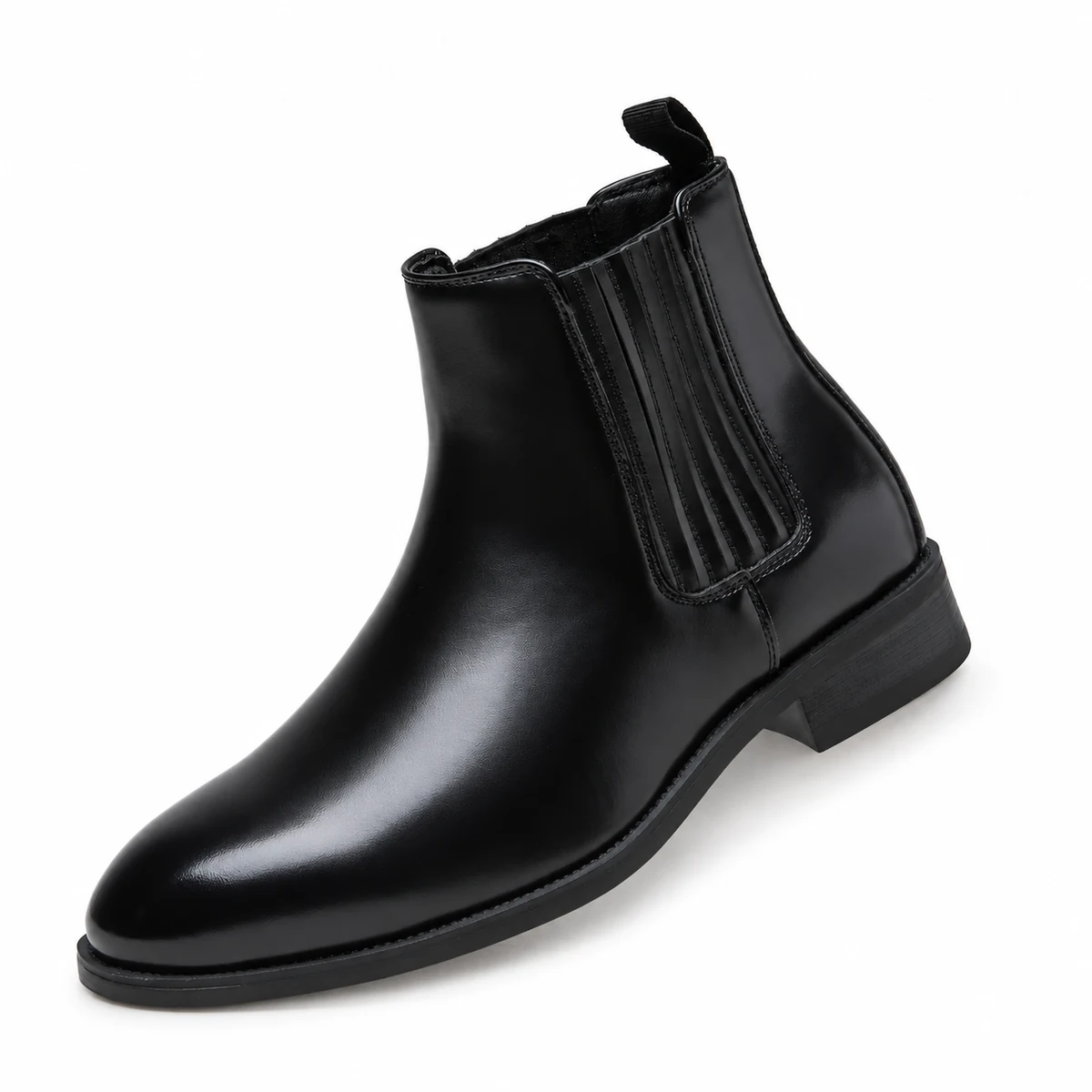 Bottines Chelsea noires pour homme en cuir lisse avec talon bas