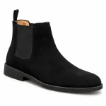 Bottines Chelsea hommes noires en velours à coupe élégante