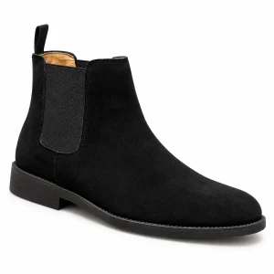 Bottines Chelsea hommes noires en velours à coupe élégante