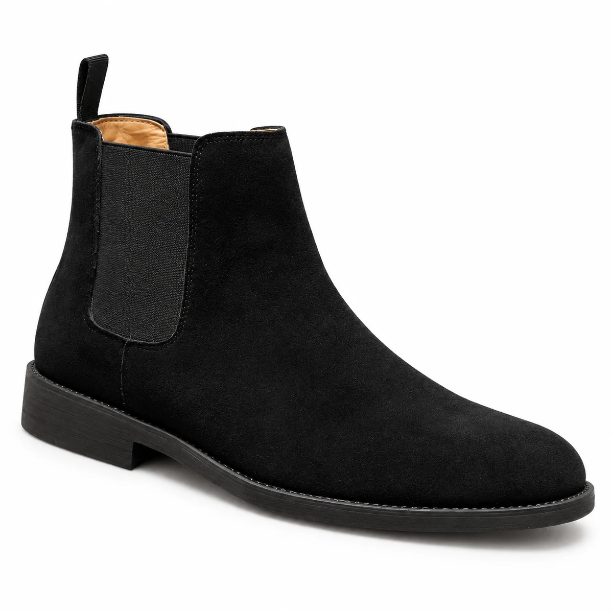 Bottines Chelsea hommes noires en velours à coupe élégante