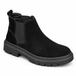 Bottines Chelsea homme noires veloutées avec semelle crantée élégantes