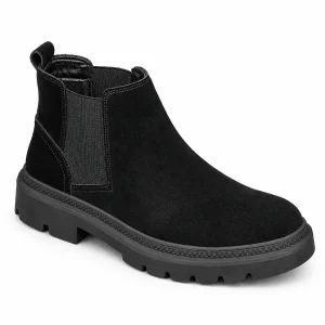 Bottines Chelsea homme noires veloutées avec semelle crantée élégantes